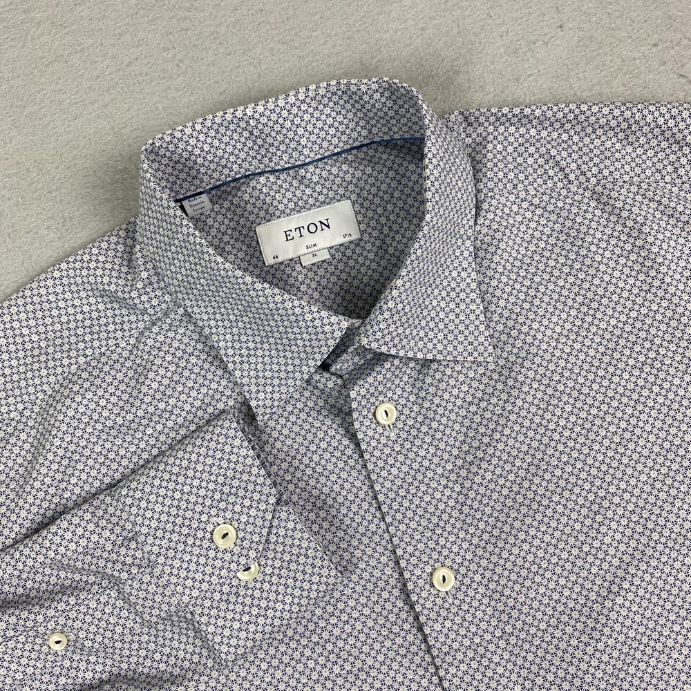 Eton Mens Dress signature Twill Shirt 17.5 44 XL contemporary MCM pattern